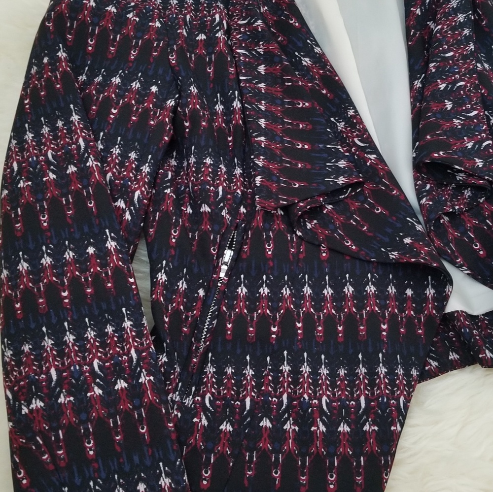 H&M Pattern Light Jacket Shoulder Padded Ruffles - image 5